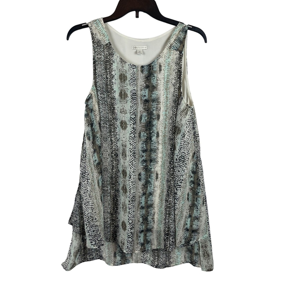 Cato Tank Top Round Neck Layered High-Low Women Medium Snakeskin Print